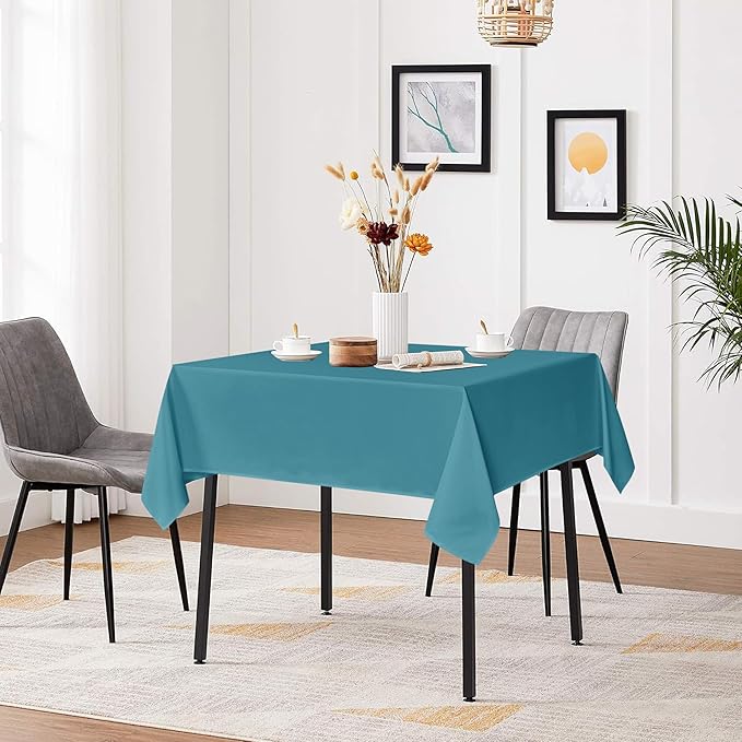 sancua Square Tablecloths 54x54 Inch, 2 Pack - Teal Fabric Table Cloth for Square or Round Tables, Washable Polyester Table Cover for Dinner, Holiday Party, Decorative Display Tables