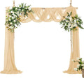 VACVELT Wedding Arch Draping Fabric Champagne Chiffon, 1 Panel Sheer Drapes 30 Inch x 20ft Chiffon Backdrop Curtain Decor, Outdoor Sheer Drapery for Ceremony Party Ceiling