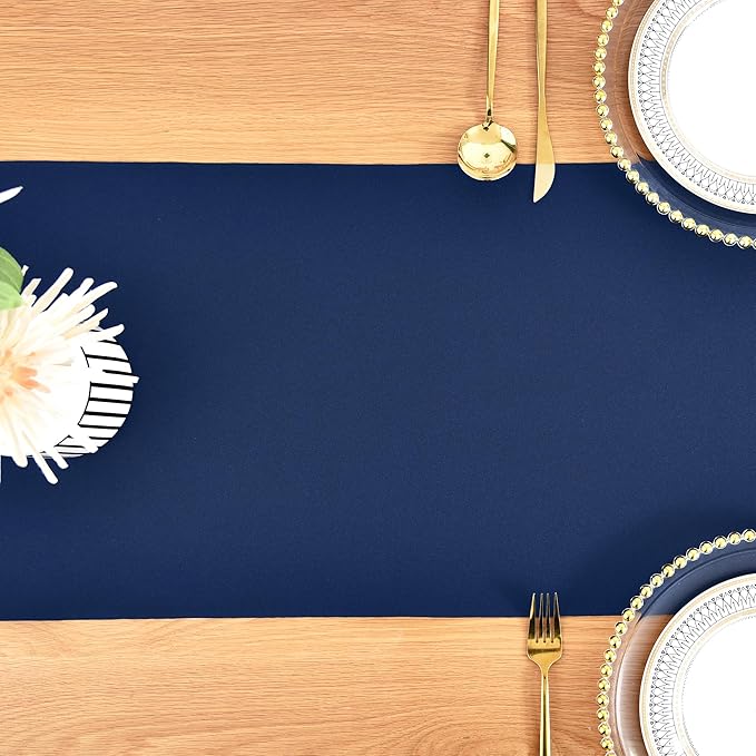 Farmhouse Navy Blue Table Runner Dining Table Runners 90 Inches Long Coffee Table Runner for Dresser Living Room Bedroom Holiday Party Banquet 12X90 Inch