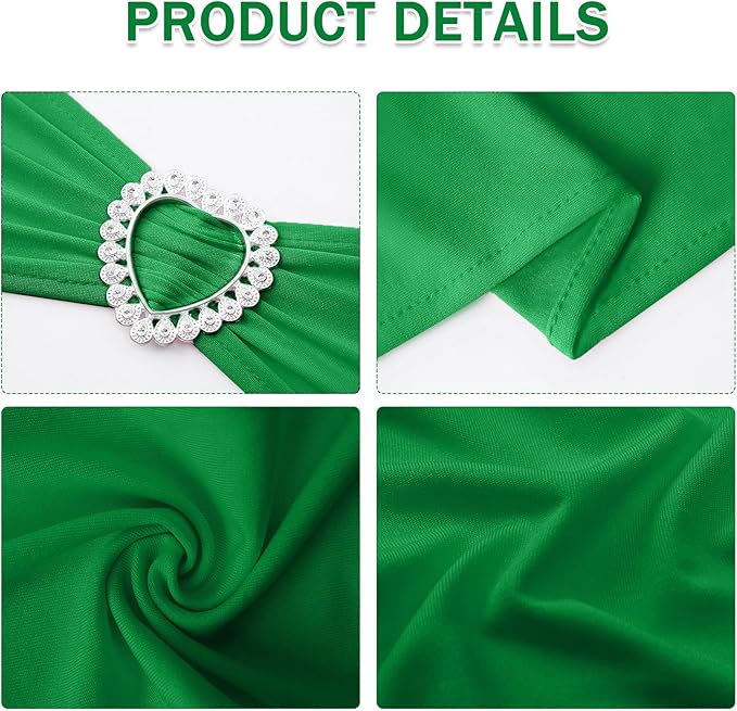 Howhic Pack of 60 Spandex Chair Sashes Bows Stretch Chair Cover Band with Buckle Slider Universal Elastic Chair Ties for Wedding Banquet Party Event Decoration (Emerald)
