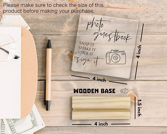 Wedding Guest Book Desk Decor, Acrylic Wedding Signs, Guest Book WeddingReception, WeddingDecor, Photo GuestBook Acrylic Plaque Sign with Wood Stand for WeddingReception Table Decor