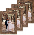 6x9 Picture Frame Set of 4, High Definition Real Glass Rustic Wood Frame, 6 x 9 Photo Frames for Tabletop Display and Wall Mounting
