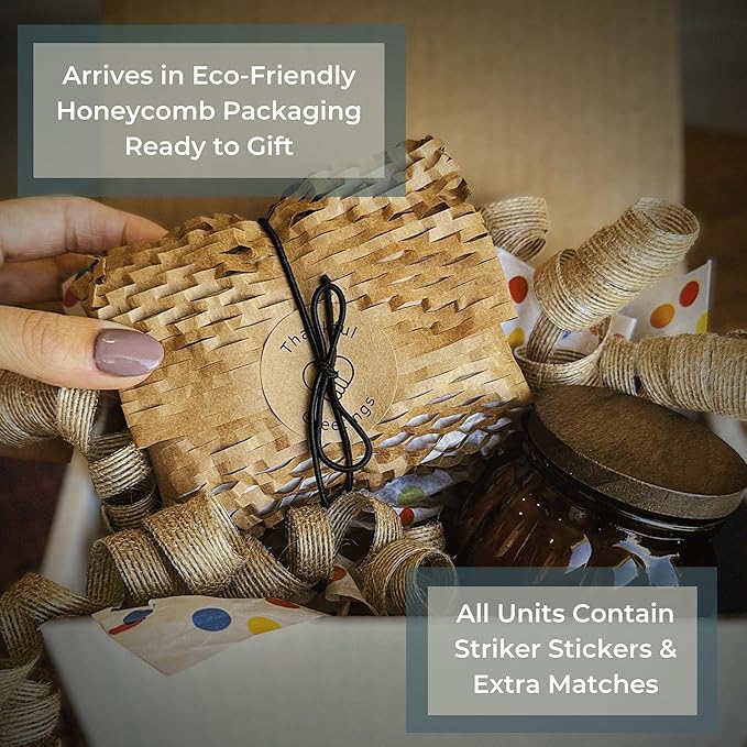 2" Matches in a Chic Jar + Striker Stickers Included | 100 Matchsticks in The Color of Your Choice | Decorative Safety Matches with a Cork Top Glass Holder | Gifts & Home Decor by Thankful Greetings