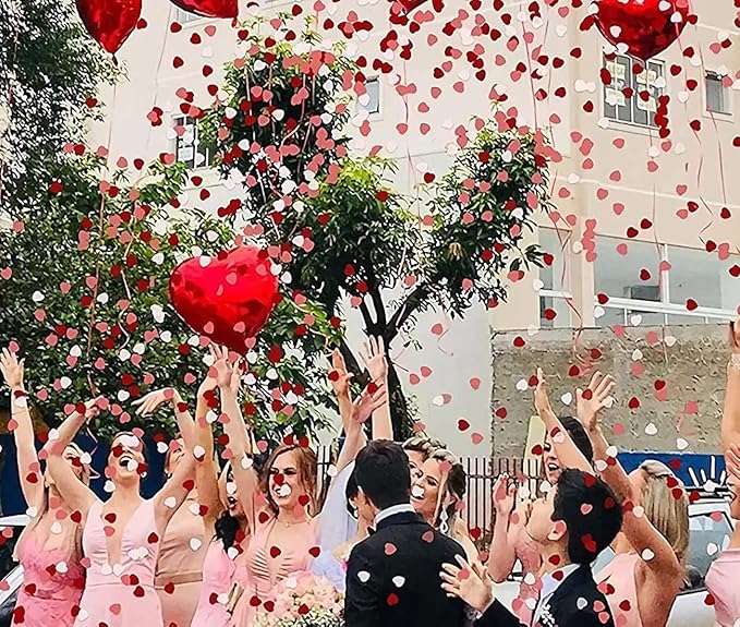 Red Metallic Foil Confetti(0.59 inch) Heart Glitter Table Confetti for Party Wedding Decorations,2.11 OZ per pack