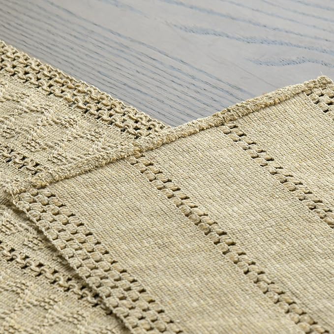 Artoid Mode Burlap Brown Farmhouse Woven Rustic Hollow Table Runner, Seasonal Holiday Hollow Kitchen Dining Table Decoration for Home Party Decor 12x90 Inch