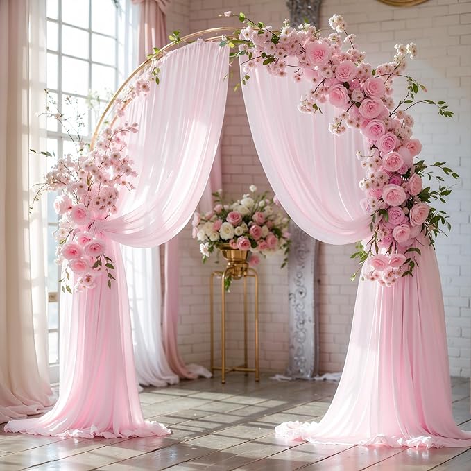 Wedding Arch Draping Fabric 1 Panel 18Ft Blush Chiffon Fabric Drapes Arbor Drapery for Wedding Ceremony Reception Swag Decorations