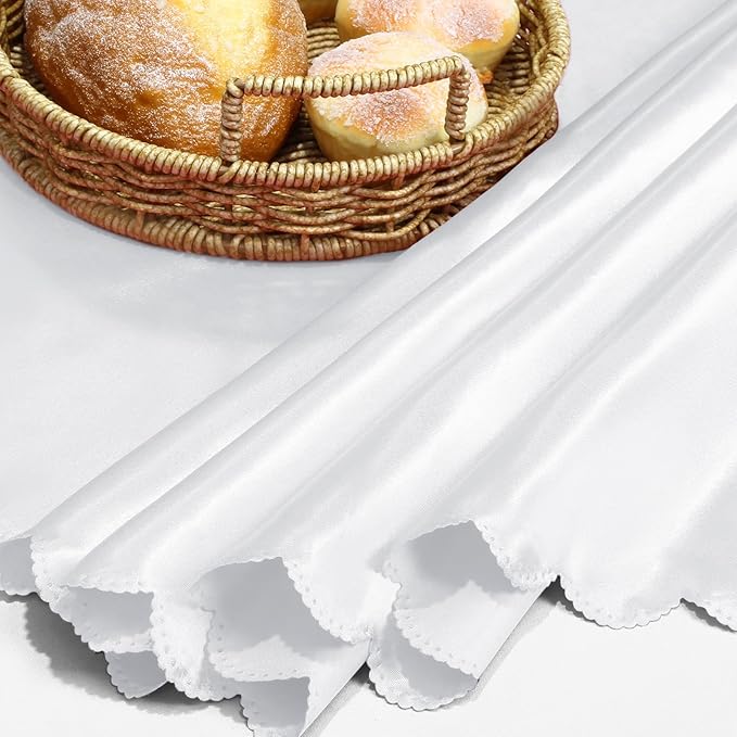 KKJIAF 1 Pack 108 Inch Round Table Cloth, White Overlay Round Satin Table Cover, Silky Satin Dining Tablecloths for Wedding Buffet Parties Banquet Decoration
