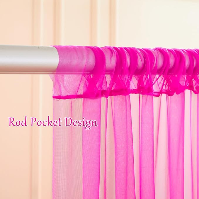 10x10 Hot Pink Tulle Backdrop Curtains for Parties, Sheer Backdrop Curtain Wedding Photo Background Drapes for Baby Shower Photography Birthday Party