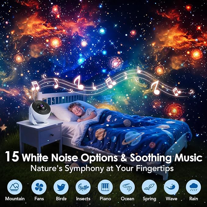 Galaxy Projector for Bedroom【Pro Max】, Upgraded 4K HD Planetarium Projector with 13Film Discs, 15White Noise Machine&Bluetooth Speaker Star Projector,Remote,Room Decor Gifts for Adults Kids