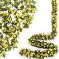 8 Pcs x 8.2 ft Flower Garland Artificial Rose Vine Flowers with Green Leaves Hanging Fake Roses Vine for Room Party Home Wedding Birthday Christmas Wall Arch Decor, Spring Yellow Flower