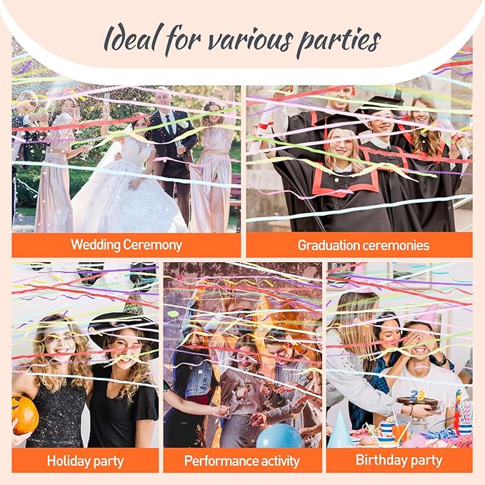 No Mess Streamers 100pack, Colorful Confetti Poppers,Hand Throw Party Poppers No Mess for Birthday, Graduation, Wedding Send Off, Engagement Party Favors（Colorful 100Pack）