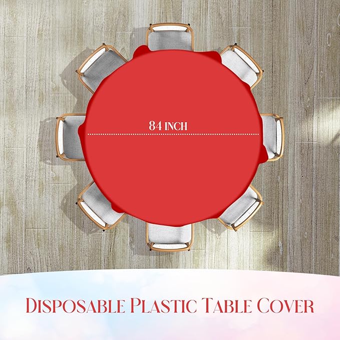 36 Pack Christmas Round Disposable Tablecloth, Red White Green Circle Plastic Tablecloth Bulk, Italy Theme Table Covers for Christmas Family Gathering Dining Banquet Italian Party Decoration,84inch