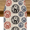 Yin Yang Table Runner, Vintage Mid Century Traditional Oriental Koi Fish Mystical Celestial Moon Stars Print Table Runner for Kitchen Dining Table Party Decor, 13x60inch