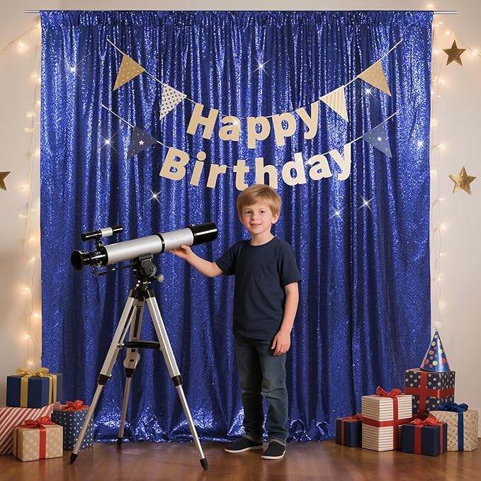 SquarePie Sequin Backdrop Less Transparent Photography Background Sparkly Curtain for Wedding Patry 10FT x 10FT Navy Blue