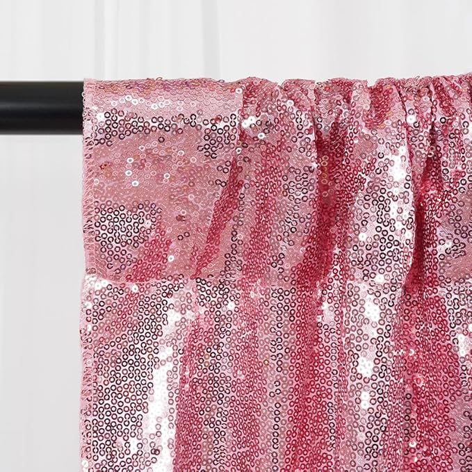 SquarePie Sequin Backdrop Curtain Not See Through Thick Glitter Background for Party 7FT x 7FT Fuchsia Pink