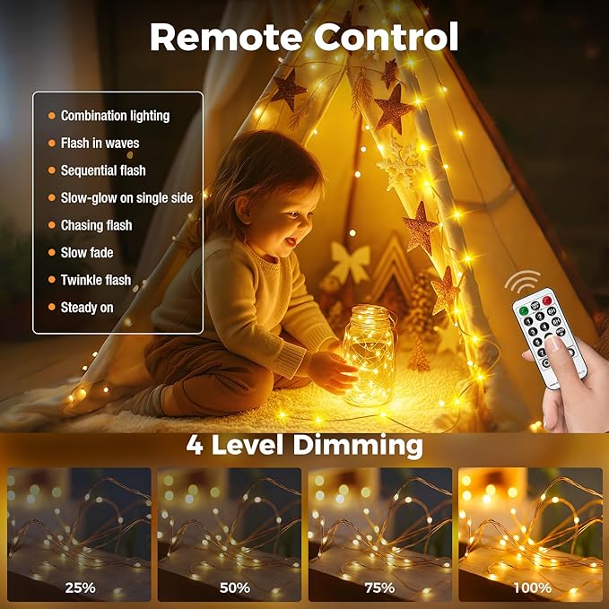 btfarm Fairy Lights Plug in with Remote, 165FT 500 LED Outdoor Twinkle Lights Waterproof with Timer, 8 Modes Indoor String Lights for Bedroom Patio Garden Wedding Christmas Decoration, Warm White
