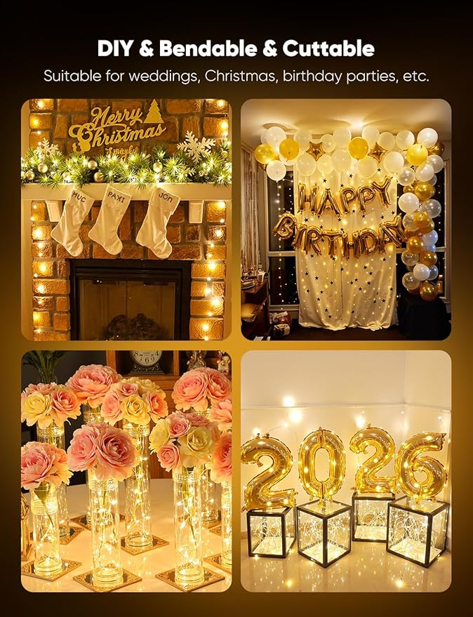 Minetom 30 Pack Fairy Lights Battery Operated String Lights, 8 Modes & Timer, 7ft 20LED Waterproof Silver Wire Twinkle Lights, Firefly Starry Moon Lights for Mason Jars DIY Christmas Wedding