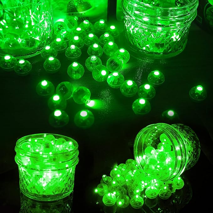 Aogist 100pcs Balloon Lights,Long Standby Time Waterproof Twinkle Mini Light,Battery Powered,Round LED Ball Lamp for Balloon Paper Lantern Party Wedding Christmas Halloween Decorative,Green-Flash