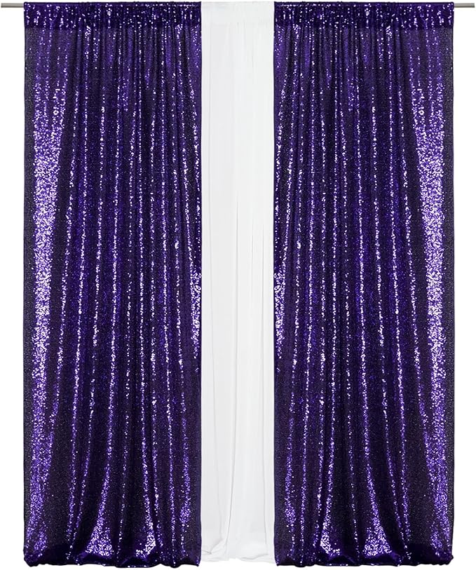 Eternal Beauty Sequin Backdrop Curtains, 3x7 Ft-2 Panels Purple Back Drop for Shimmer Photography Party Wedding Birthday Decor