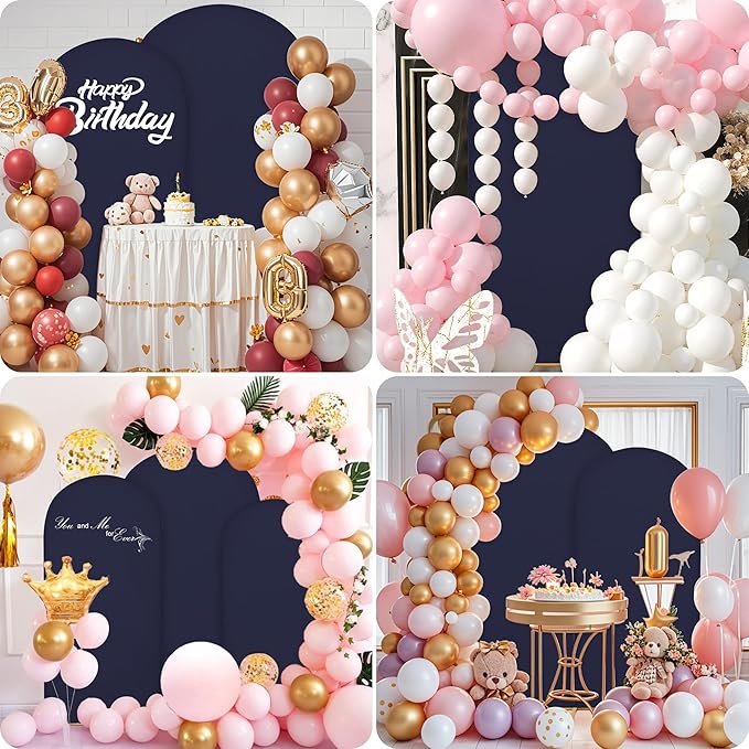 Wedding Arch Covers Arch Backdrop Cover Arch Stand Covers 7.2FT 6FT Set 2 Arch Cover Spandex Fabric Stretchy Backdrop for Wedding Birthday Party Decoration Baby Shower (Dark Blue)