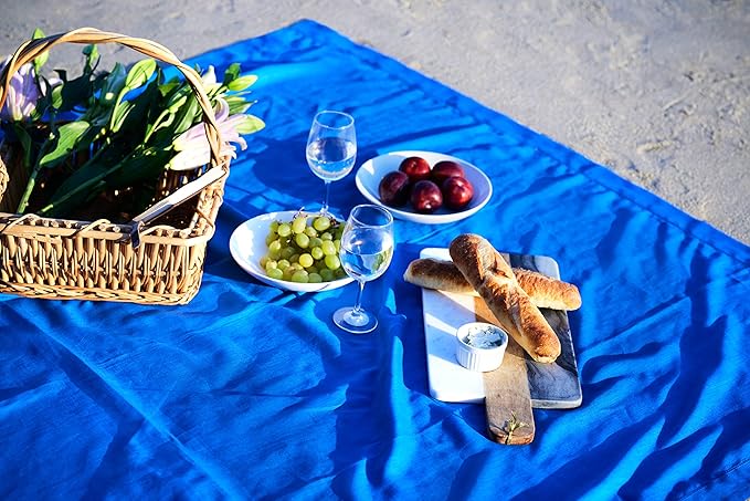 Solino Home Linen Royal Blue Table Runner 144 Inches Long - 100% Pure Linen Extra Long Table Runner 14 x 144 Inch - Classic Hemstitch