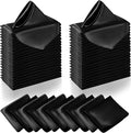Manyshofu 50 Pieces Black Satin Napkins - 12x12 Inches Cloth Napkins, Square Satin Fabric Napkin Set - Elegant & Smooth Table Napkins for Wedding Dinner Party Lunch Banquet