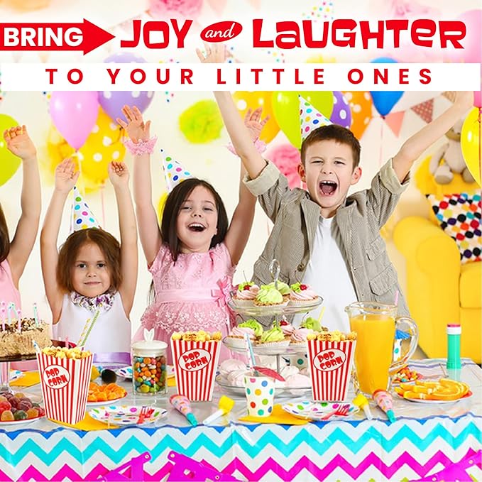 50 Pcs Small Popcorn Boxes for Party 5.5 Inches Tall Red & White Striped Popcorn Bags Mini Popcorn Buckets & Popcorn Bowl for Movie Theater, Home, Carnival Decorations (50)