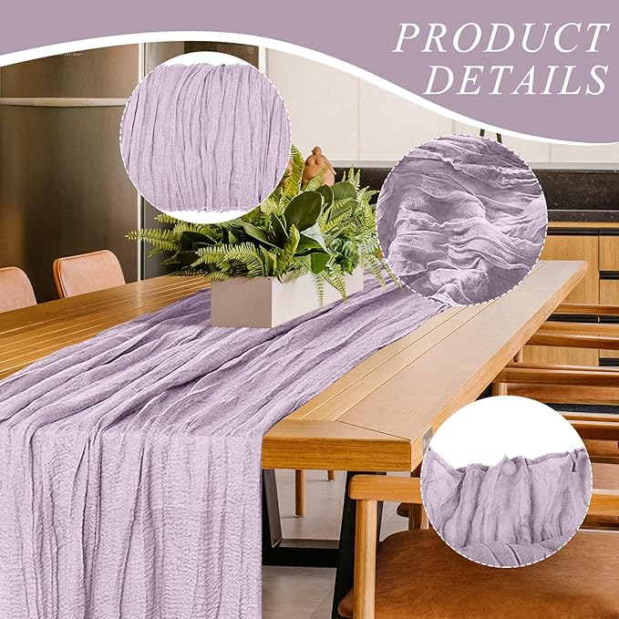 6 Pack Cheesecloth Table Runner 10Ft Christmas Gauze Boho Table Runners for Wedding Decor Bridal Shower Decorations Baby Shower Party(35" x 120")
