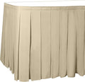Ultimate Textile Pleat Polyester Fabric Table Skirt - Machine Washable Flame Resistant with Clips for Events, Weddings & Trade Shows, Cut & Sewn in Paterson, NJ - Tan, 21' Box Pleat