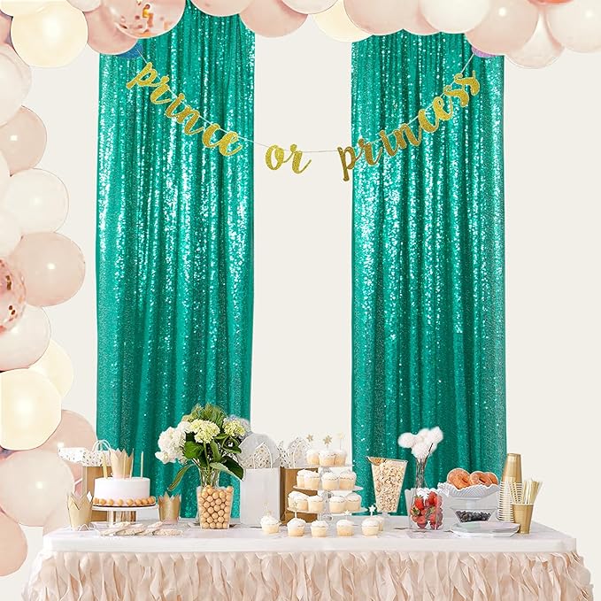 ShinyBeauty 2PCS 4x7FT Green Sequin Backdrops | Sparkle & Shimmer Photo Background for Christmas Parties, Weddings, Events | Elegant & Durable Photography Backdrop
