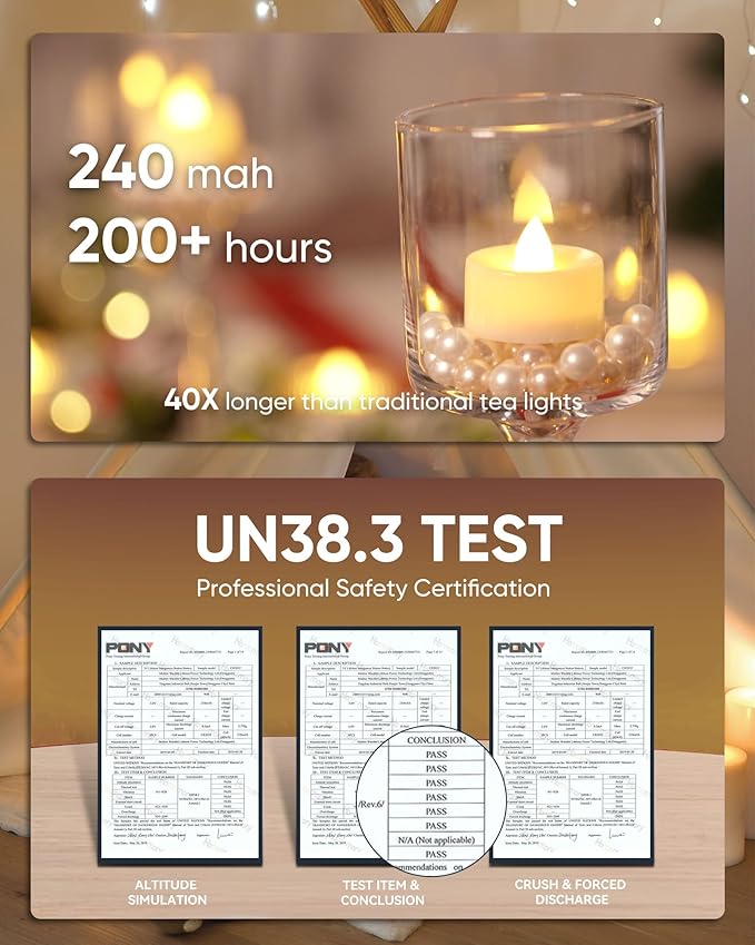 Homemory 12-Pack Flameless LED Tea Lights Candles Battery Operated, 200+Hour Fake Electric Candles TeaLights for Votive, Halloween, Ofrenda, Diya, Wedding Centerpiece Table Decor, Funeral, Christmas