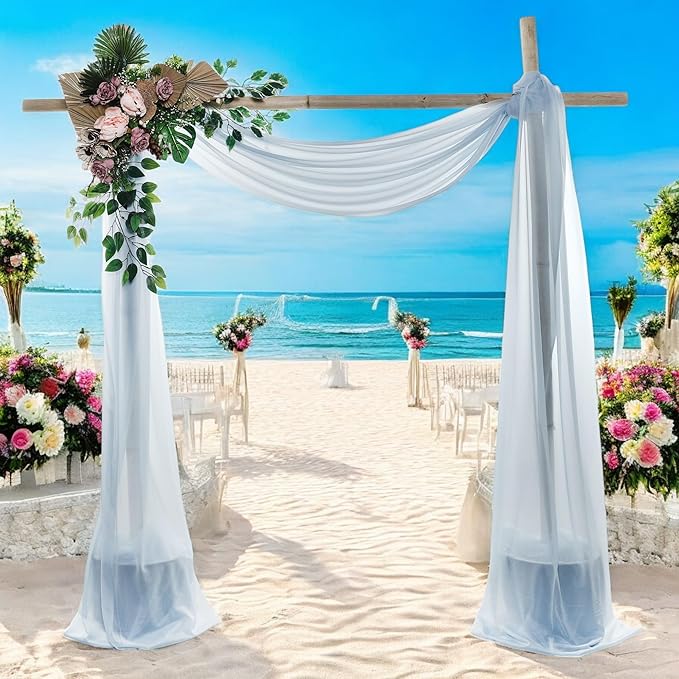 MDS Halloween Chiffon Draping Fabric - 1 Panel, 30" Wide x 40ft Long - Sheer Spooky Arbor & Canopy Drapery for Haunted House Backdrops, Party Ceilings, DIY Costumes & Themed Events - Baby Blue