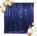 SquarePie Sequin Backdrop Curtain Less See Through Background for Wedding Party 7FT x 7FT Navy Blue