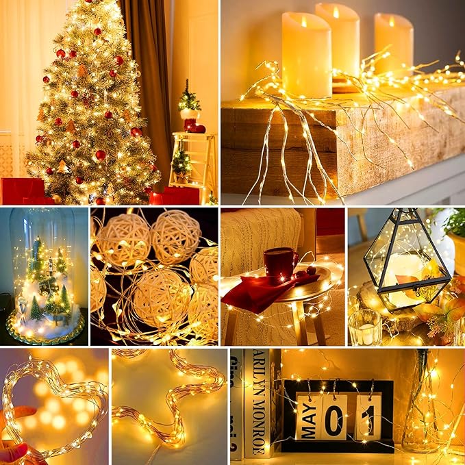 pozzolanas 50 Pack Warm White Battery Operated String Lights - 7ft Waterproof Fairy Lights with 20 LEDs for Home, Mason Jar, Party, Wedding, Halloween, Christmas Decorations