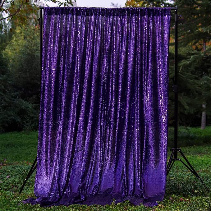 JYFLZQ Purple Sequin Backdrop Curtains 6ft x 8ft 1 Panel Glitter Photo Booth Backdrops Sparkly Photography Background Drapes for Parties Wedding Bridal Showers