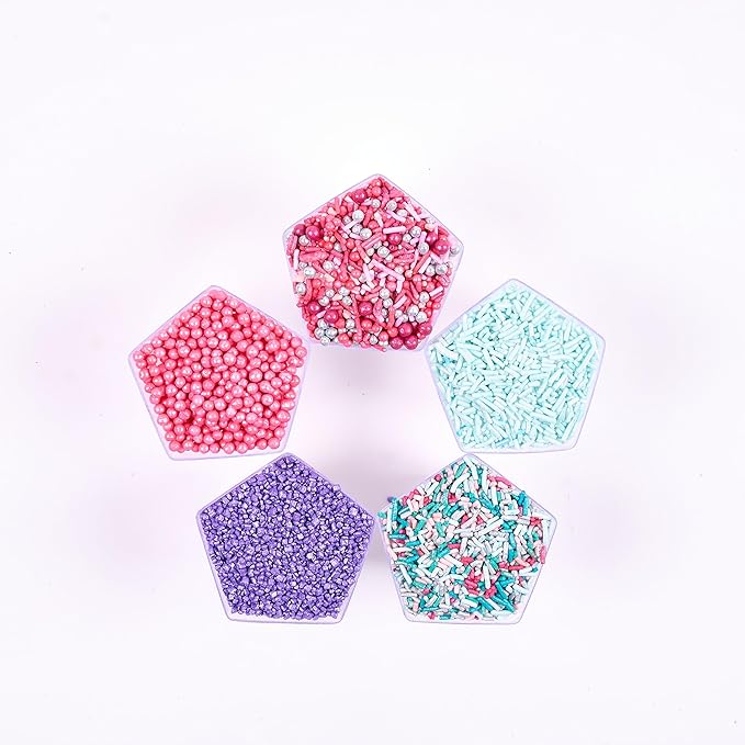 Confect Unicorn Party Sprinkles – Edible Cake Decorating Mix with Teal Jimmies, Hot Pink, Lavender & Coral Pearl Dragees, Purple Sparkling Sugar – Fun & Colorful Toppings for Cakes, Cupcakes, Cookies – Vegan, Gluten-Free, Nut-Free, Soy-Free, Dairy-Free...