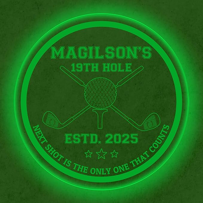 Custom Golf LED Bar Sign – Personalized Color Changing Acrylic Wall Decor for Home Bar, Man Cave, Game Room, or Patio (Golf Bar, 20 INCHES)