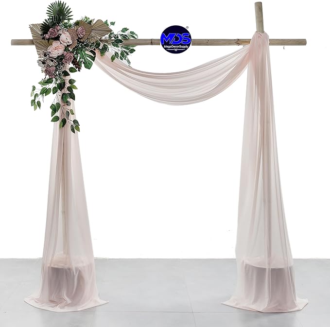 MDS Halloween Chiffon Draping Fabric - 1 Panel, 30" Wide x 100ft Long - Sheer Spooky Arbor & Canopy Drapery for Haunted House Backdrops, Party Ceilings, DIY Costumes & Themed Events - Nude