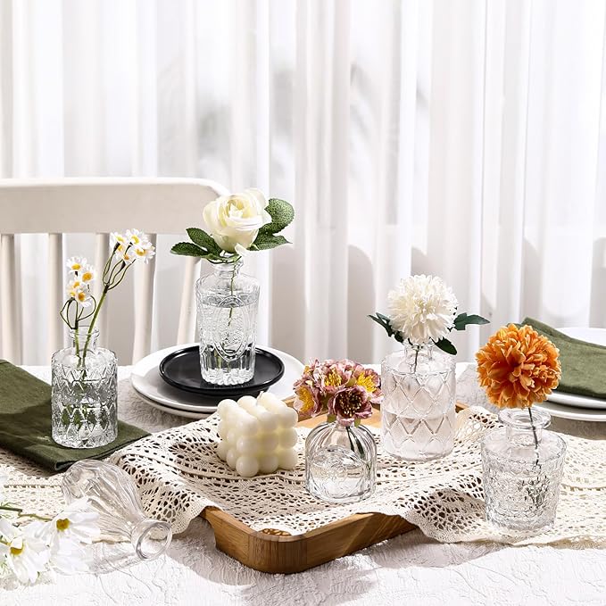 Bud Vases in Bulk 50, Glass Vases for Centerpieces, Small Vases for Flowers, Small Flower Vase for Centerpieces, Mini Vintage Vase, Clear Bud Vases for Wedding Table Decor