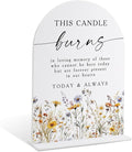 Memorial Table Sign for Wedding, Boho Floral This Candle Burns in Loving Memory Sign, Wedding Signage with Stand, Bridal Shower Table Centerpieces, Supplies for Engagement Reception and Event, 39