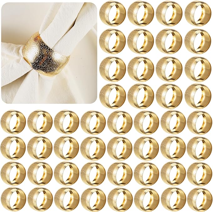 Lallisa Gold Napkin Rings Metal Napkin Ring Holders for Cloth Table Decorations for Wedding Anniversary Birthday Dinners Party of Table Setting(24 Pcs,Classic)