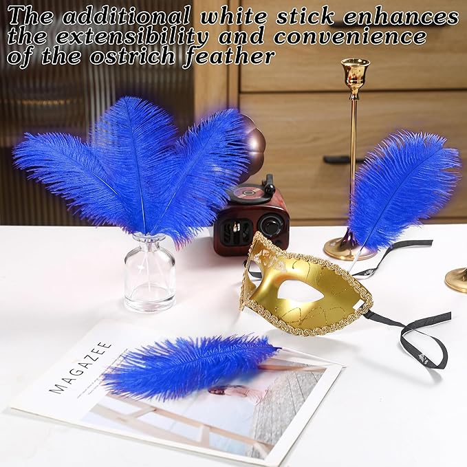 SOGUGOM Blue Craft Ostrich Feathers - 30PCS 8-10 inch Ostrich Feathers Kit for Centerpieces, Kindergarten Crafts, Dream Catchers and DIY Projects(Royal Blue)