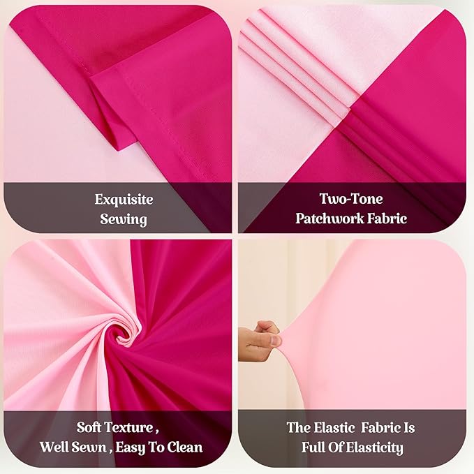7.2FT 6FT Arch Backdrop Cover for Wedding, Set of 2 Stretchy Spandex Fitted Arch Stand Cover for Baby Shower, Birthday Party Decor, Chiara Backdrop Cover with Double-Sided Design(Pink, Hot Pink)