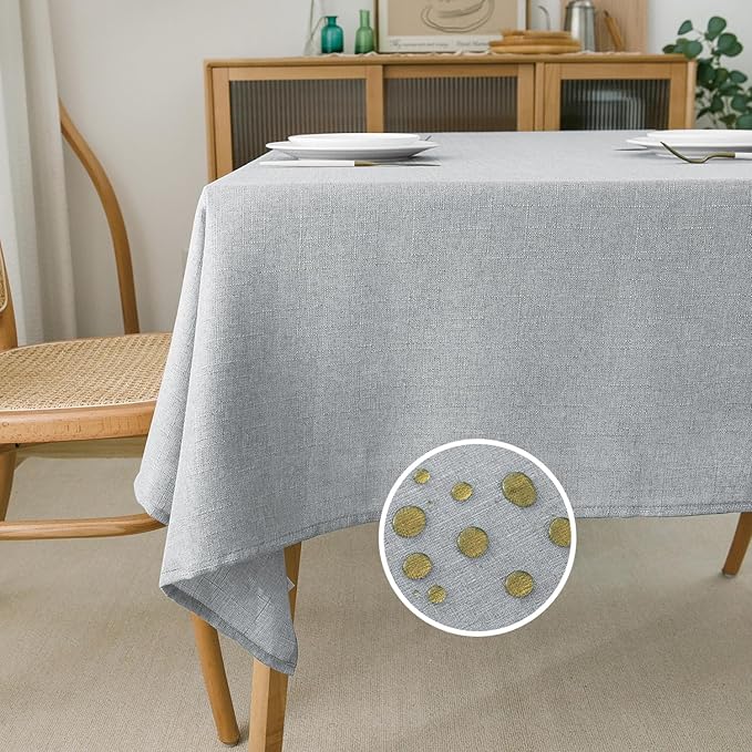 NLMUVW Square Linen Tablecloth, Light Grey Small Table Cloth Water Resistant Textured for Kitchen Dining Party Cafe, 54 x 54 Inch