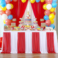 Reb and White Striped Table Skirt for Rectangle Tables or Round Tables for Carnival Circus Party 14ft Tulle Tutu Table Cloths Cover for Birthday Party Baby Shower Table Decorations