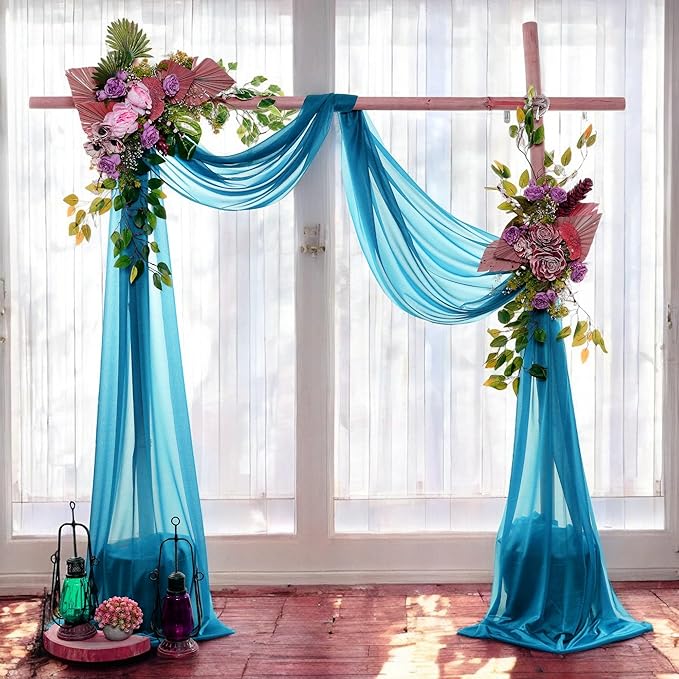 MDS Halloween Chiffon Draping Fabric - 2 Panel, 30" Wide x 100ft Long - Sheer Spooky Arbor & Canopy Drapery for Haunted House Backdrops, Party Ceilings, DIY Costumes & Themed Events - Dark Teal