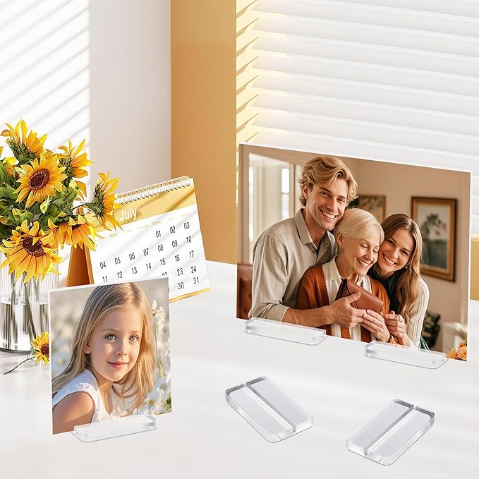 Acrylic Place Card Holders - 4 Inch Clear Table Number Holders Display Stand for Wedding Sign Name Card Menu Photos, Table Number Stands for Party Office Events Meeting Decoration, 20 Pack