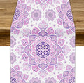 Purple Pink Mandala Table Runner, Traditional Indian Boho Mandala Flowers Print Table Runne for Kitchen Dining Table Office Wedding Party Holiday Home Decor, 13x120inch