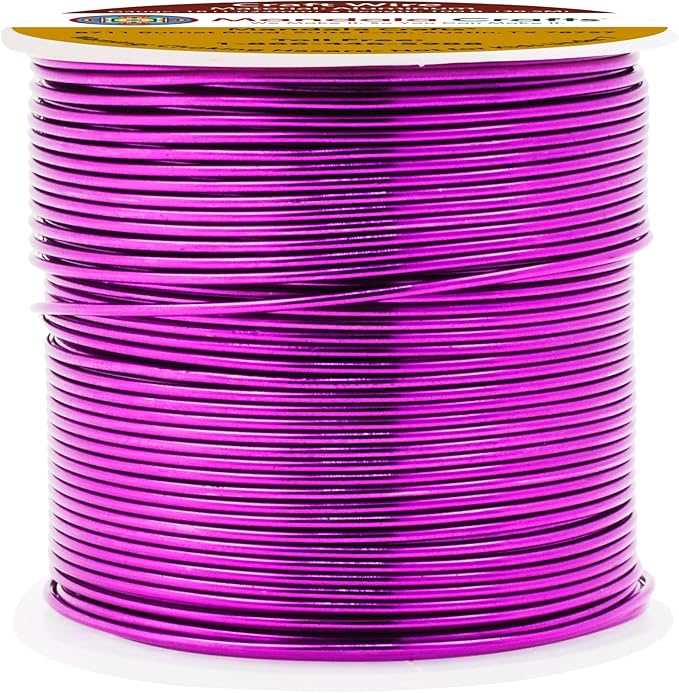 Mandala Crafts 18 Gauge Anodized Aluminum Craft Wire for Jewelry Making - 100 FT Colored Flexible Magenta Wire - Bendable for Bonsai Armature Crafting Sculpting