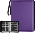 4 Pocket Card Binder, Premium Zip Trading Card Binder, 400 Double Sided Pocket PU Card Collection Binder, Collector Card Album, Card Folder for MTG, TCG, Sports Cards, Game Cards (Purple)